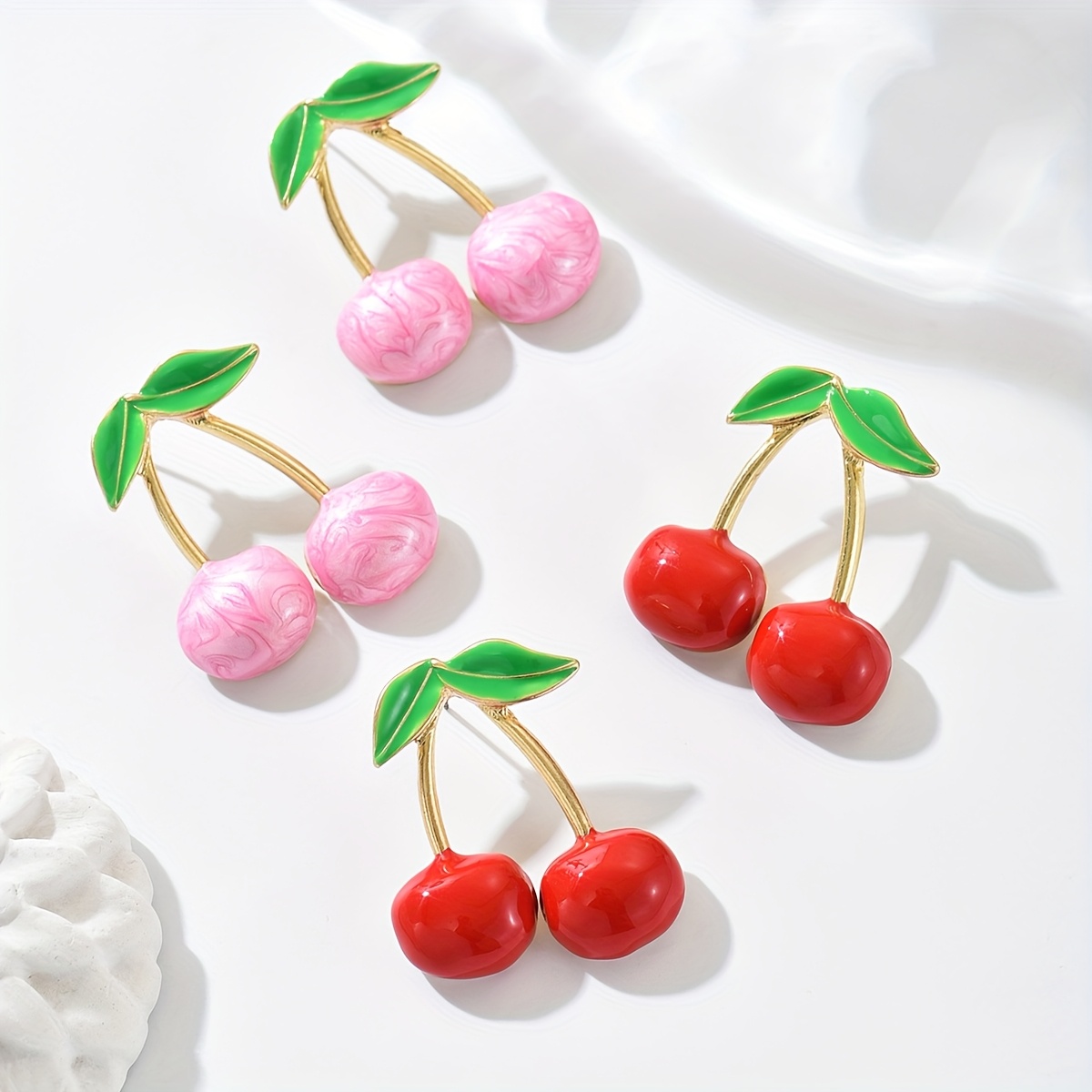 Cherry Drop Earrings 316 Stainless Steel Golden Tone